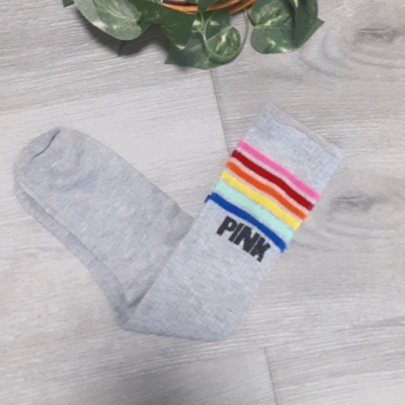Pink Victoria's Secret Rainbow Striped Socks - Picture 3 of 9
